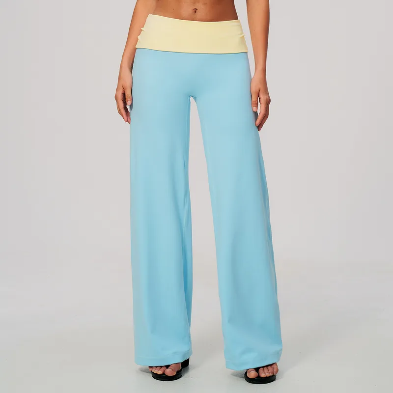 Women's Color Block Foldover Yoga Leggings