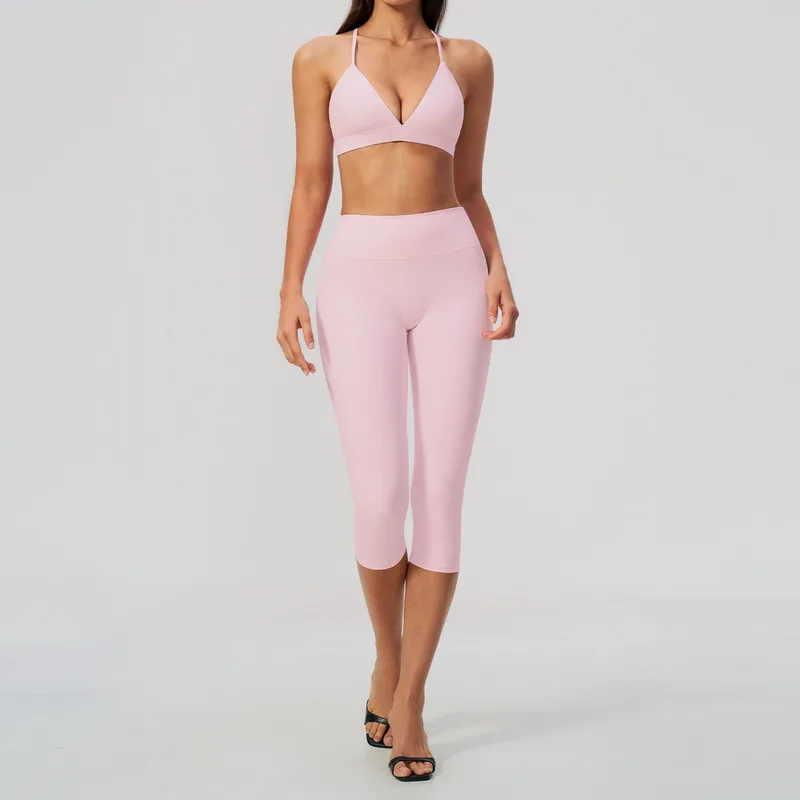 Women's Cropped Sports Bra Shorts Set